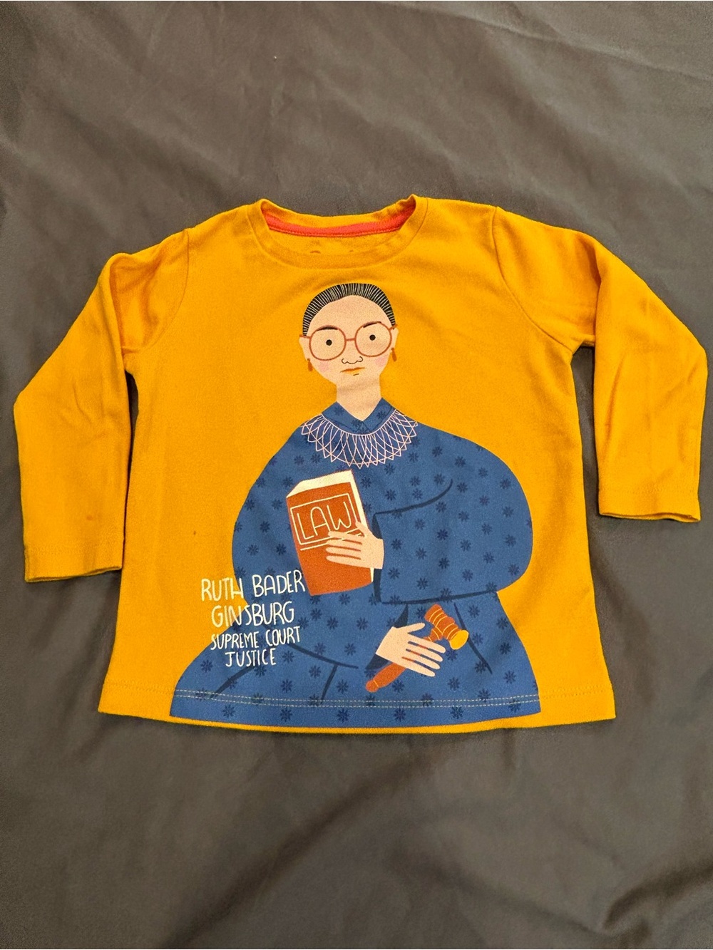 Piccolina. Kids Long-Sleeve Graphic Top - Mustard Yellow with RBG Print size 2T